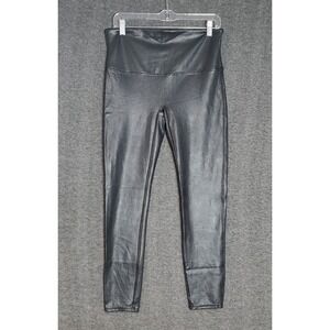 SPANX Faux Leather Croc Shiny Leggings Womens XL Black Pants Alligator EUC